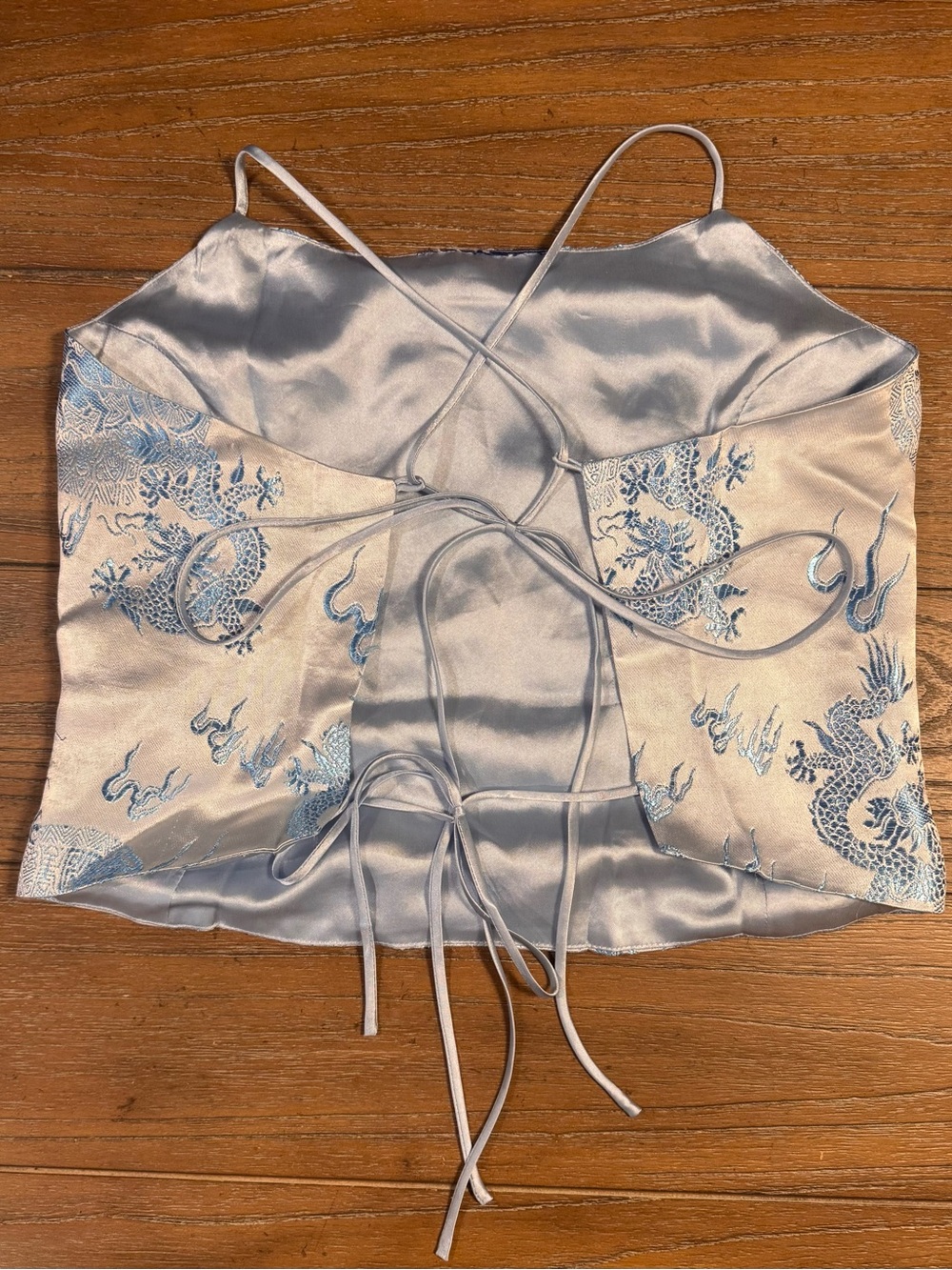 Silk-Effect Blue Dragon Print Cami Top - Picture 2 of 4